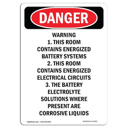 Signmission Safety Sign, OSHA Danger, 14" Height, Rigid Plastic, Warning 1. This Room Contains, Portrait OS-DS-P-1014-V-2303